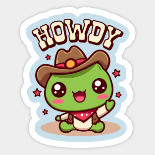 Howdy Frog Kawaii Cowboy Toad With a Hat Sticker